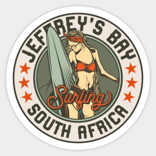 Vintage Surfing Badge for Jeffrey's Bay, South Africa Sticker